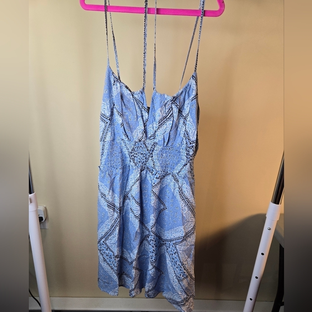 LA Hearts Blue Bandana Paisly Strapy Dress Size Large